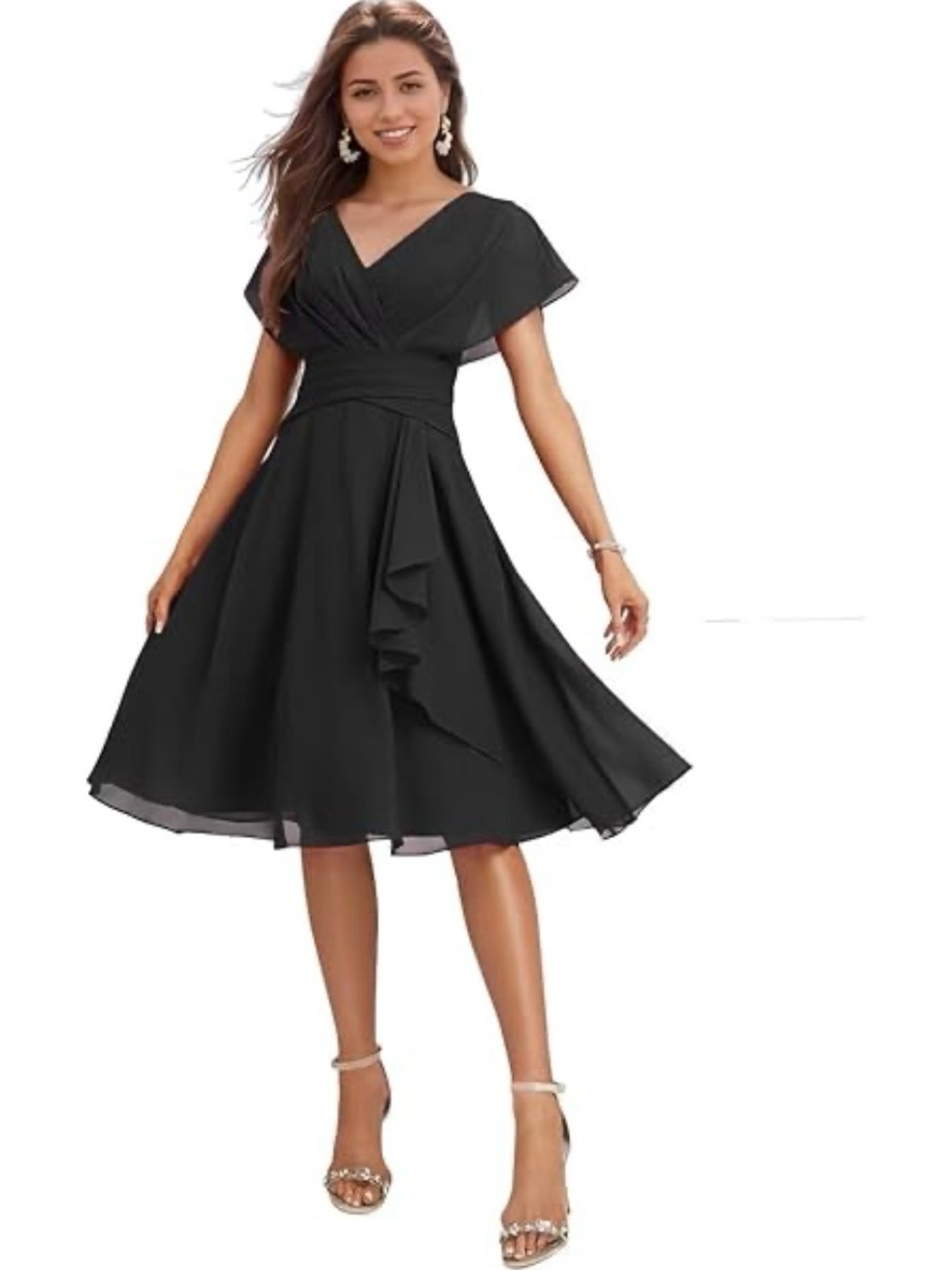 Chiffon Ruched Corset Midi Dress